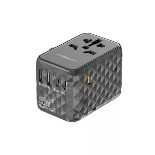 POWEROLOGY UNIVERSAL MULTI-PORT GAN TRAVEL ADAPTER 65W | GREY